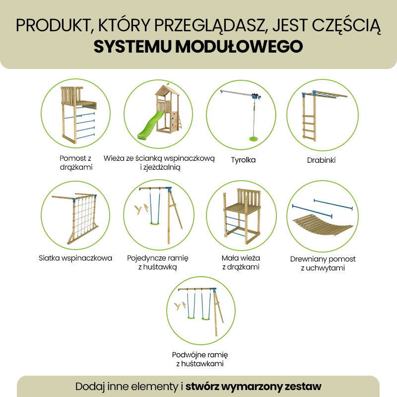 TP Toys Podest Sky Deck z Drążkami Wspinaczkowymi Moduł do Wieży Skywood