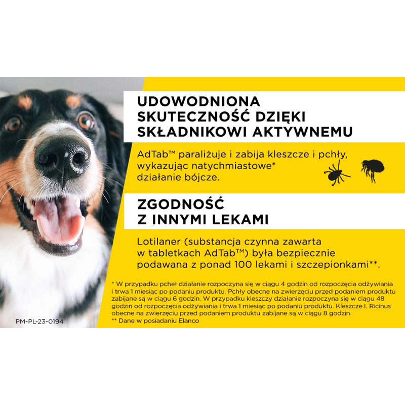 Adtab Tabletka Do Żucia Na Pchły I Kleszcze Insekty Dla Średnich Psów Elanco
