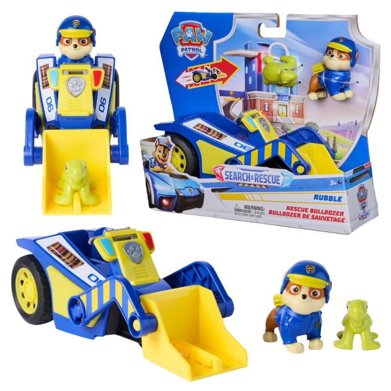 Psi Patrol Search Rescue Buldożer Rubble Pojazd Napęd Pull-Back + Figurka Żółw