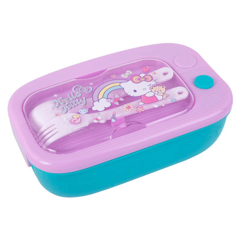 Pojemnik na jedzenie dla dziecka Coolpack Hello Kitty różowo-niebieska ze sztućcami 1100 ml