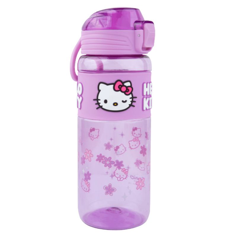 Hello Kitty różowy Bidon 750 ml Butelka na wodę z dzióbkiem zamknięta