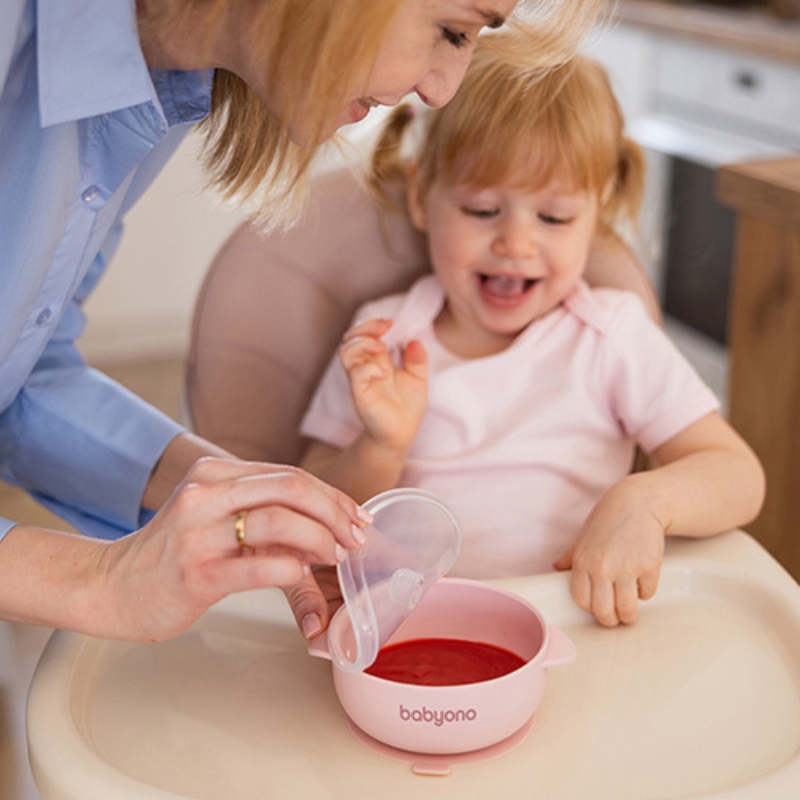 Babyono Silikonowa Miseczka Miska Dla Dzieci Z Przyssawką I Przykrywką