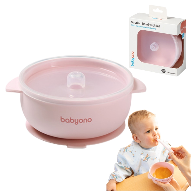 Babyono Silikonowa Miseczka Miska Dla Dzieci Z Przyssawką I Przykrywką