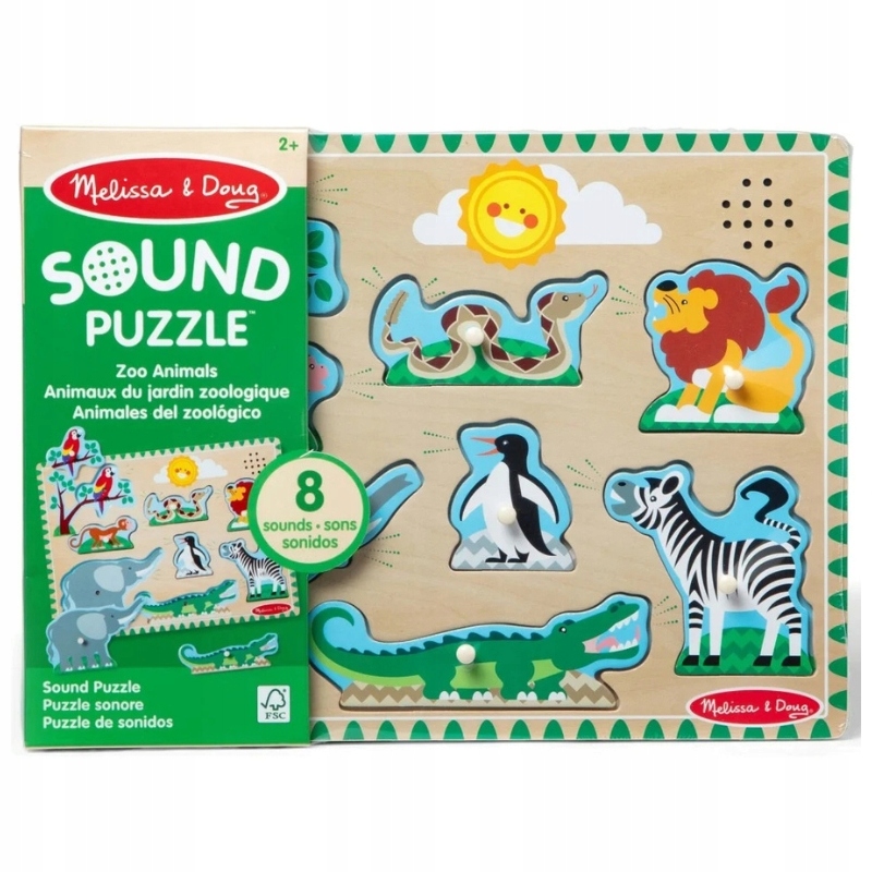 Melissa & Doug Drewniane Puzzle Muzyczne Zoo Edukacyjne Muzyka Dźwięki Zwierząt