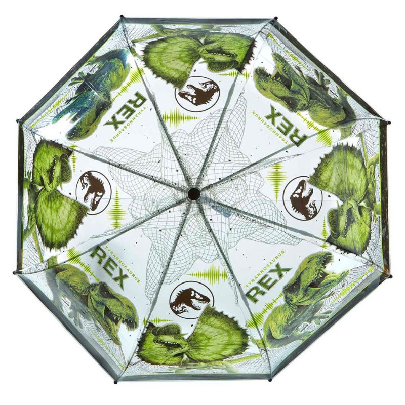 Parasolka Dziecięca Parasol Automatyczny Jurassic World Zielony Z Dinozaurami Dla Dzieci 3+ rozłożona
