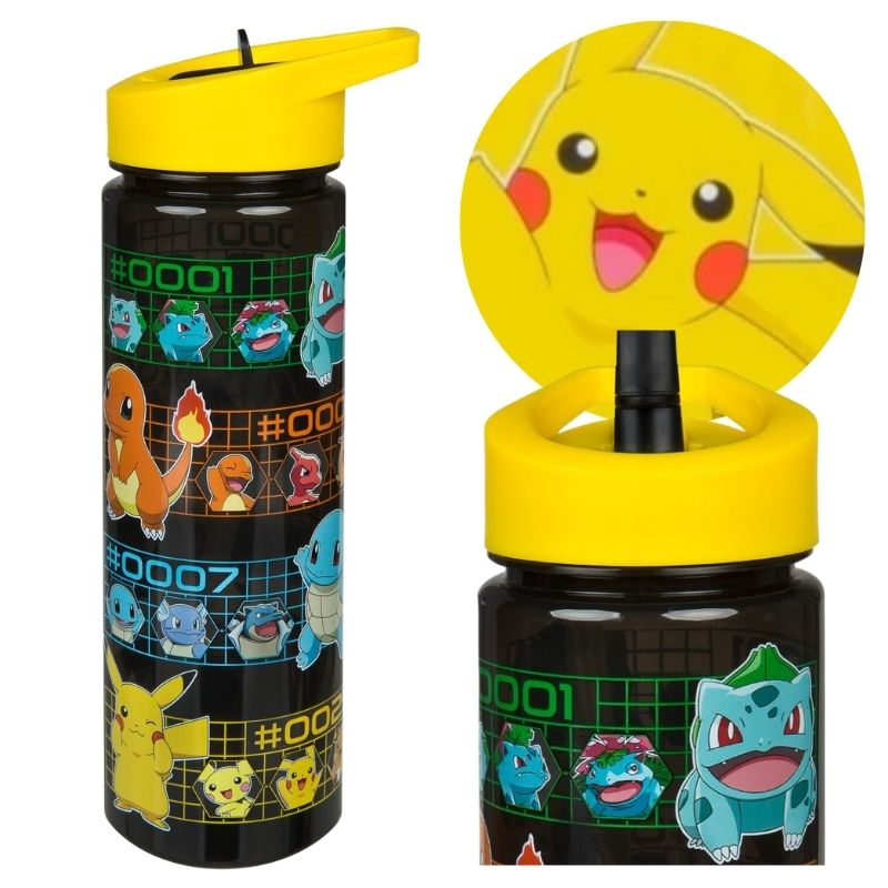 Undercover Bidon Dla Dzieci Na Wodę Butelka Ze Słomką Czarna Pokemon 600ml