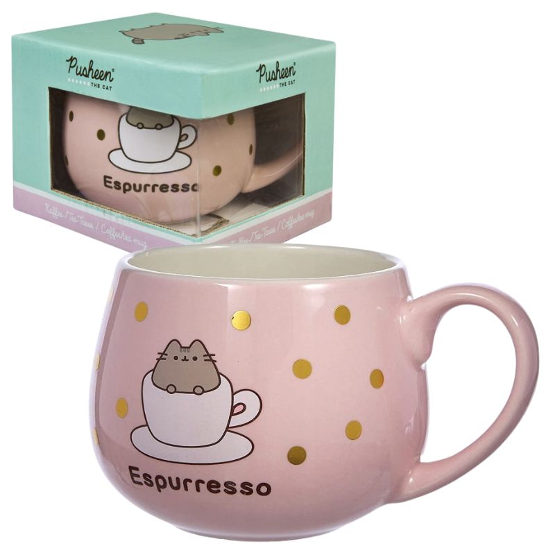 Duży Kubek Pusheen Różowy W Złote Kropki Z Nadrukiem Do Kawy Herbaty Dla Kobiety Dla Dziewczyny 300ml 