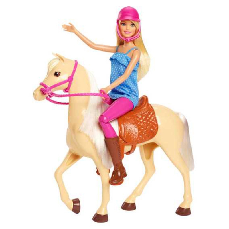 Barbie Lalka W Stroju Jeździeckim Laleczka Modowa Koń + Akcesoria Jeździeckie 