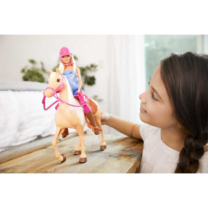 Barbie Lalka W Stroju Jeździeckim Laleczka Modowa Koń + Akcesoria Jeździeckie 