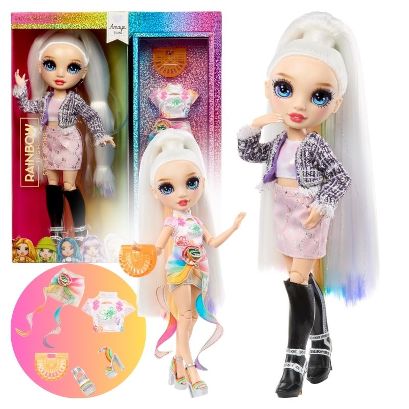 Lalka Modowa Dla Dzieci Rainbow High Style Icons Amaya Raine Akcesoria +4