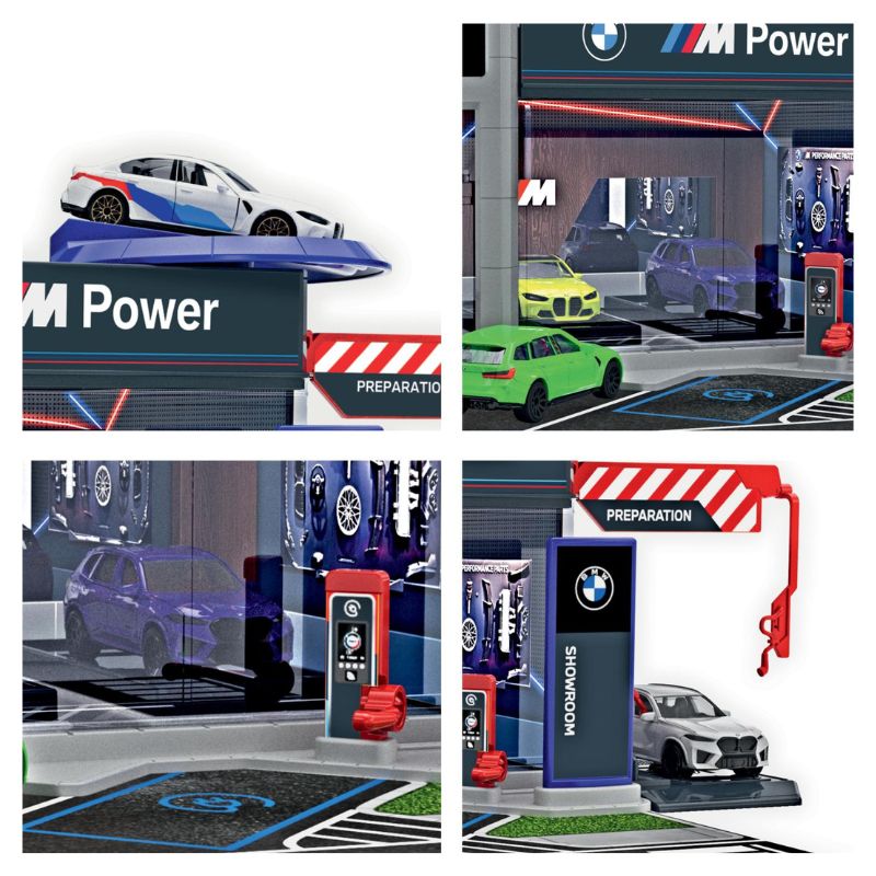 Majorette Garaż Showroom BMW Zestaw Salon Samochodowy + Samochodzik Pojazd Autko