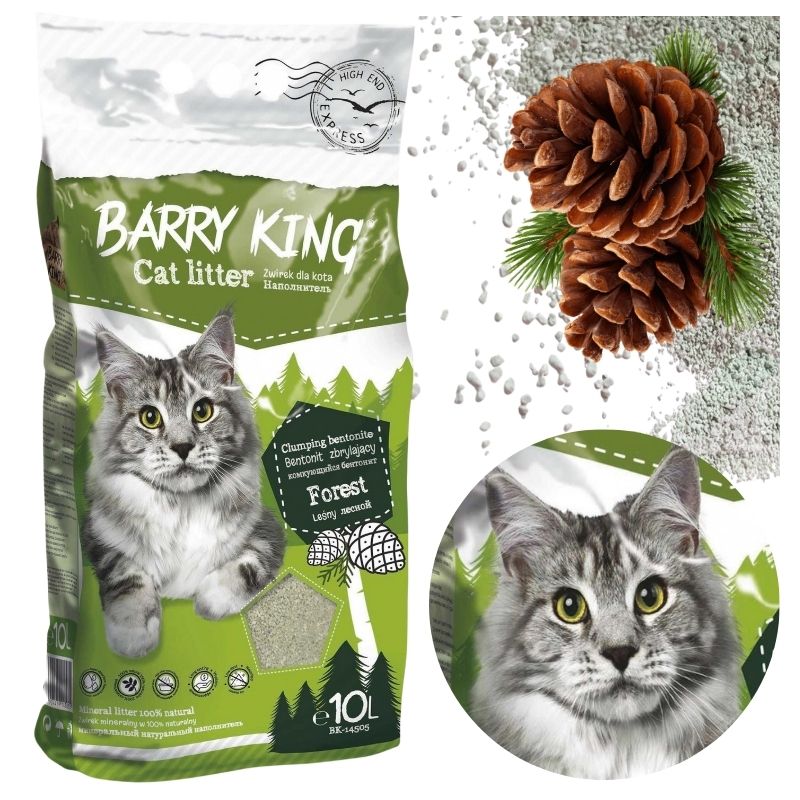  Żwirek Bentonitowy Barry King Dla Kota Zbrylający Naturalny 10l Bezpyłowy Leśny