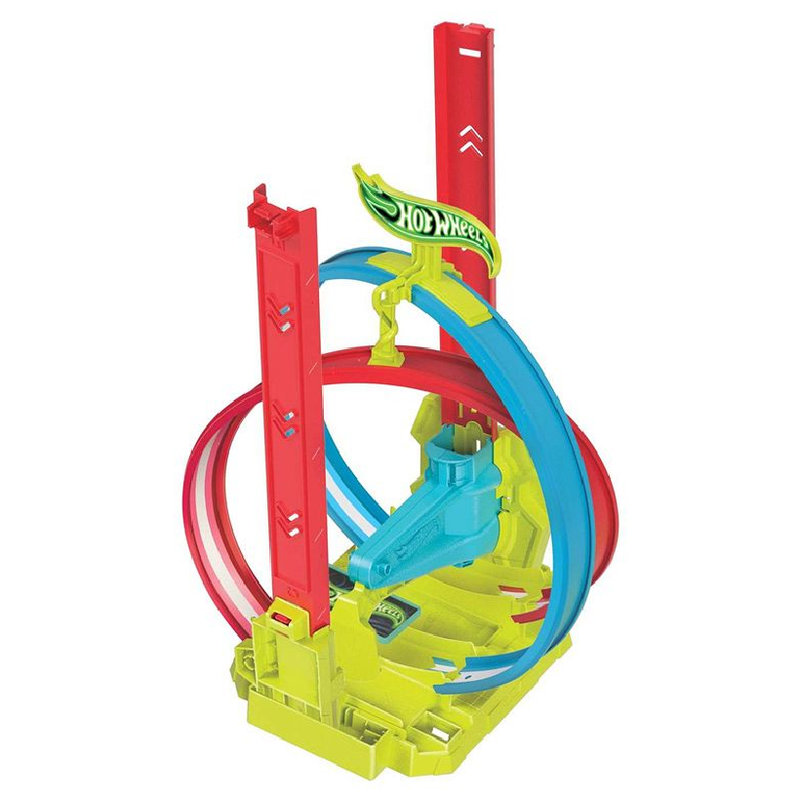 Hot Wheels Neon Speeders Zestaw Neonowa Superpętla Pętla Tory Wyrzutnia + Autko Samochodzik 4+