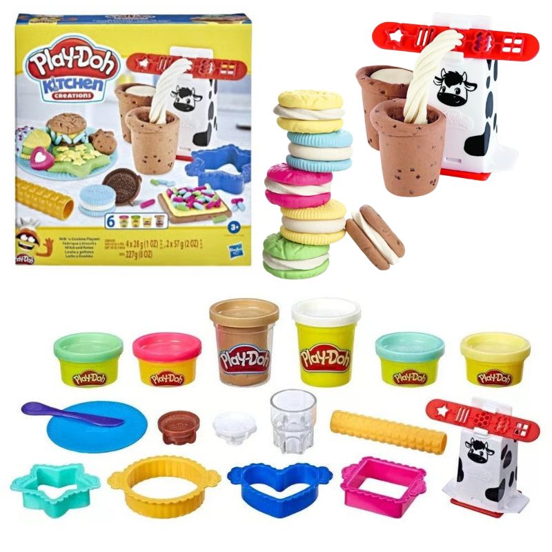 Play-Doh Kitchen Creations Ciastolina Masa Plastyczna Seria Kuchenna Zestaw Mleko I Ciasteczka Akcesoria 3+