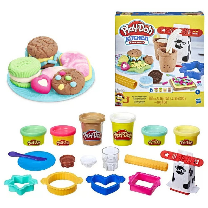 Play-Doh Kitchen Creations Ciastolina Masa Plastyczna Seria Kuchenna Zestaw Mleko I Ciasteczka Akcesoria 3+