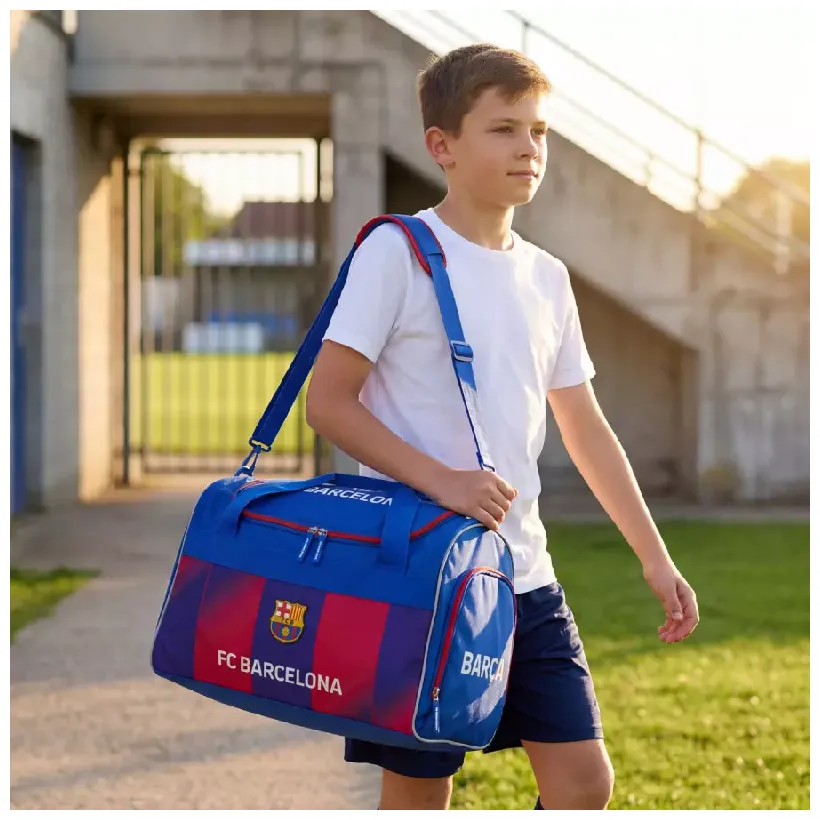 Astrabag Torba Sportowa Podróżna Pojemna Na Siłownię WF Basen Młodzieżowa FC Barcelona Niebieska FCB