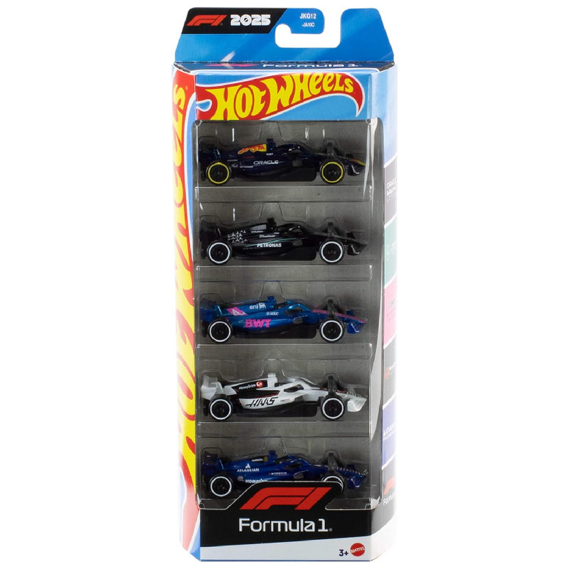 Hot Wheels 5-Pak Samochodziki Bolidy Wyścigowe Formuła 1 F1 Autka Metalowe Zestaw Pięciopak 1:64