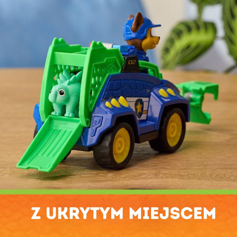 Psi Patrol i Dinozaury Dino Film Pojazd Krążownik Transporter Figurka Chase + Dinozaur