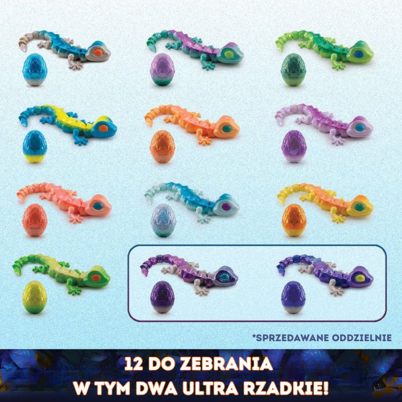 Crystalynx Gecko Kolekcjonerskie Jajo Gekona Figurka Gekon Model Kolekcjonerski Ruchoma Figurka Segmentowa