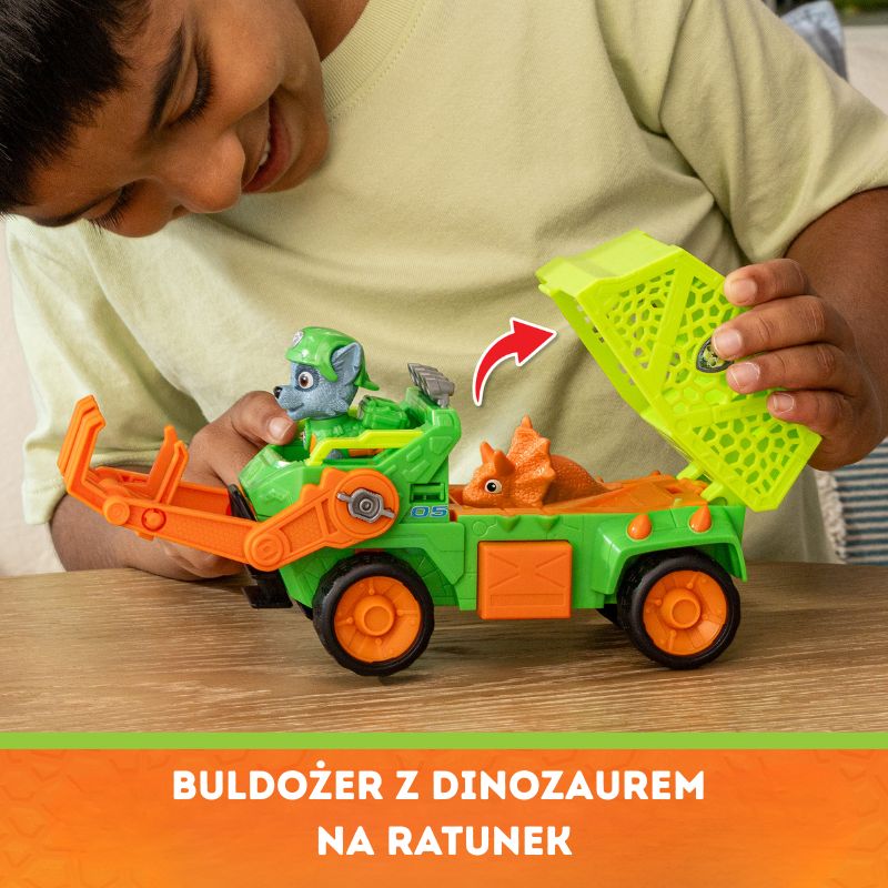Psi Patrol i Dinozaury Dino Film Pojazd Krążownik Transporter Figurka Marshall + Dinozaur