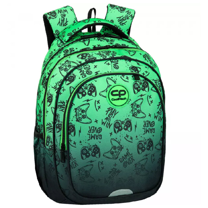 Plecak Coolpack Fast Szkolny Młodzieżowy Dla Dziecka Do Szkoły Pojemny Game Over Gradient Green
