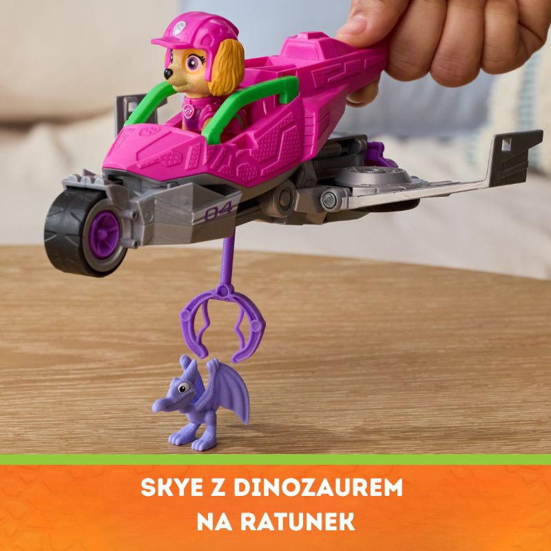 Psi Patrol i Dinozaury Dino Film Pojazd Krążownik Transporter Figurka Skye + Dinozaur