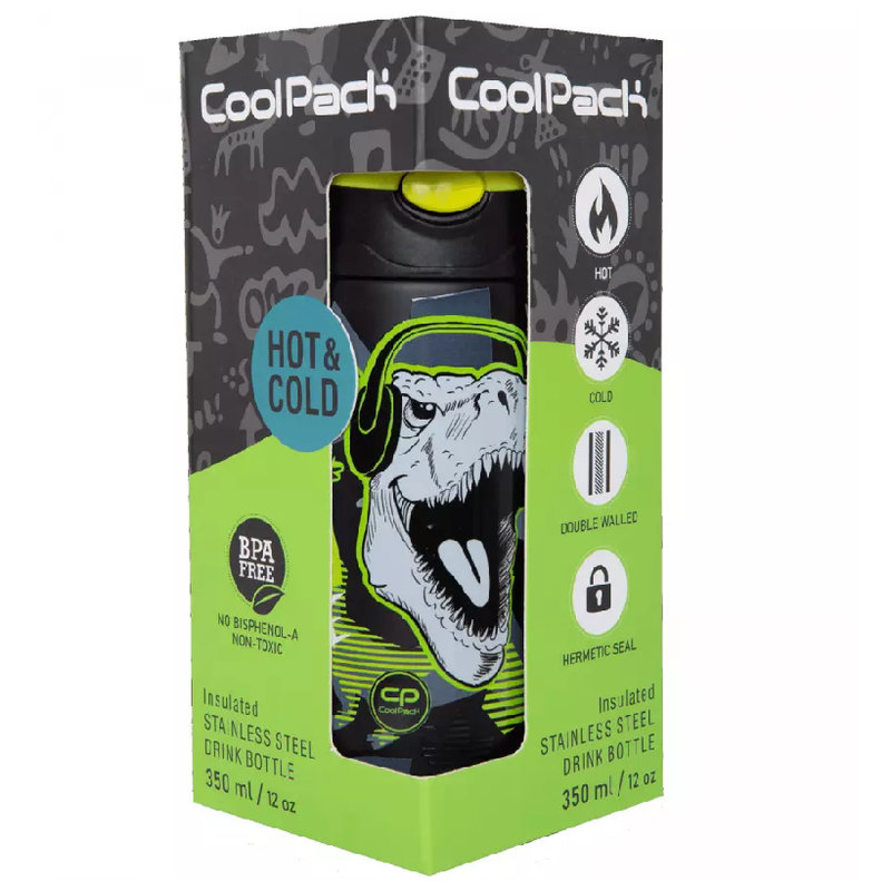 Butelka Termiczna Ze Stali Nierdzewnej Coolpack Dinopark 350 ML Do Szkoły Dla Dzieci
