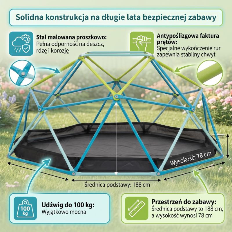 TP Toys Metalowa Kopuła Wspinaczkowa Z Piaskownicą Ogrodowa Do Ogrodu Do Wspinania