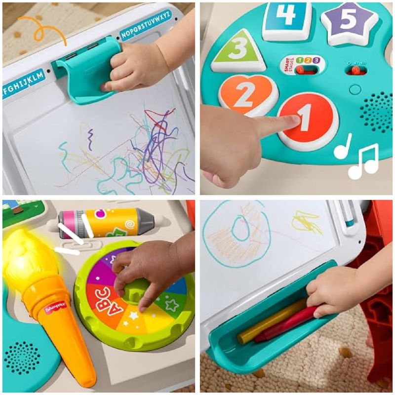 Stolik Edukacyjny Fisher-price Interaktywny Dla Dzieci Wielofunkcyjny Stoliczek I Sztaluga 4w1