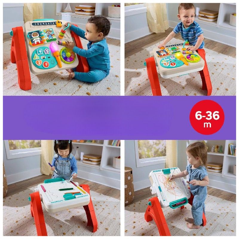 Stolik Edukacyjny Fisher-price Interaktywny Dla Dzieci Wielofunkcyjny Stoliczek I Sztaluga 4w1