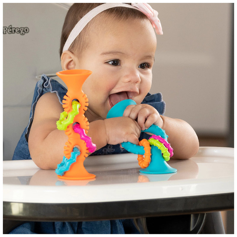 Zabawka Sensoryczna Fat Brain Toyco pip Squigz Loops Grzechotka Dla Niemowląt Gryzak Dla Dzieci Z Przyssawką