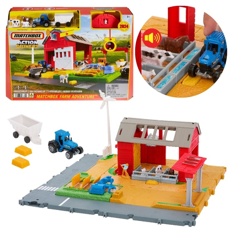 Farma Matchbox Action Drivers Prawdziwe Przygody Dla Dzieci Traktor Dźwięki Figurki Zwierzątka Akcesoria