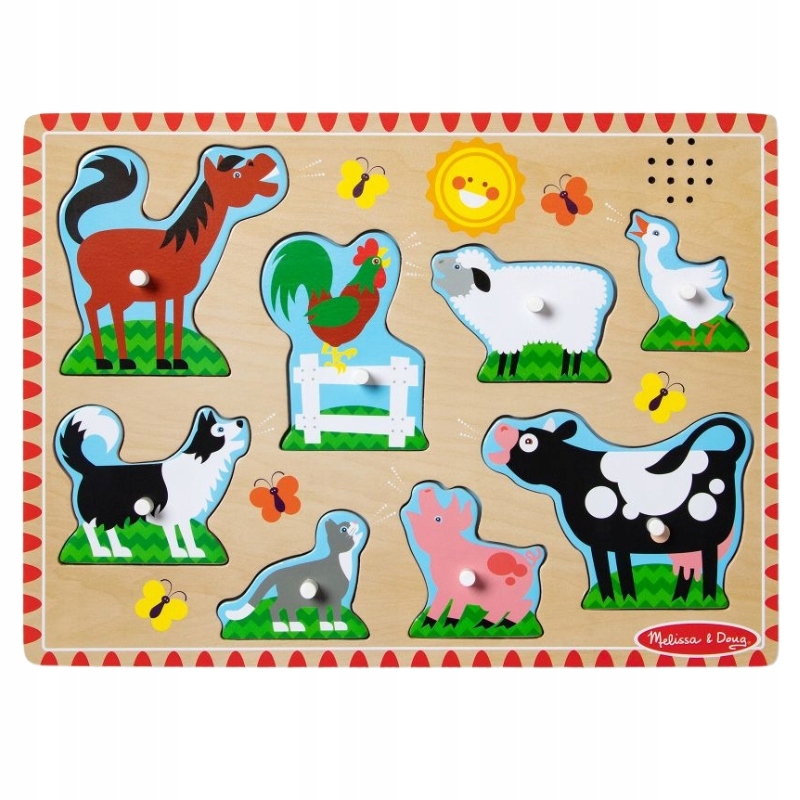 Melissa & Doug Drewniane Puzzle Muzyczna Farma Edukacyjne Muzyka Dźwięki Zwierząt 2+