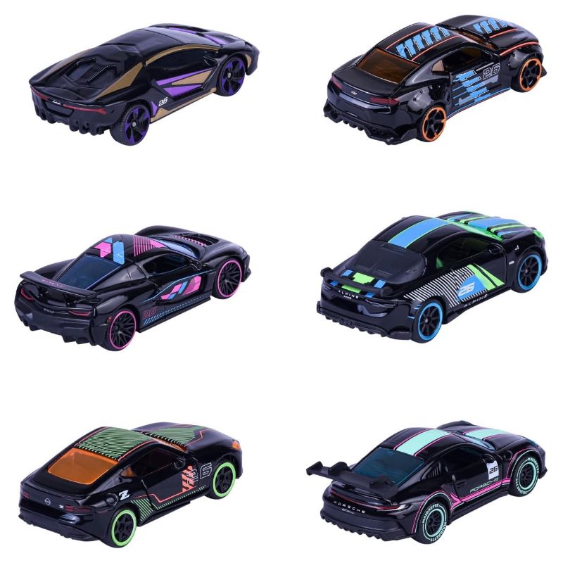 Zestaw 6 Sztuk Metalowych Autek Majorette Neon Racer Premium Cars W Skali 1:64