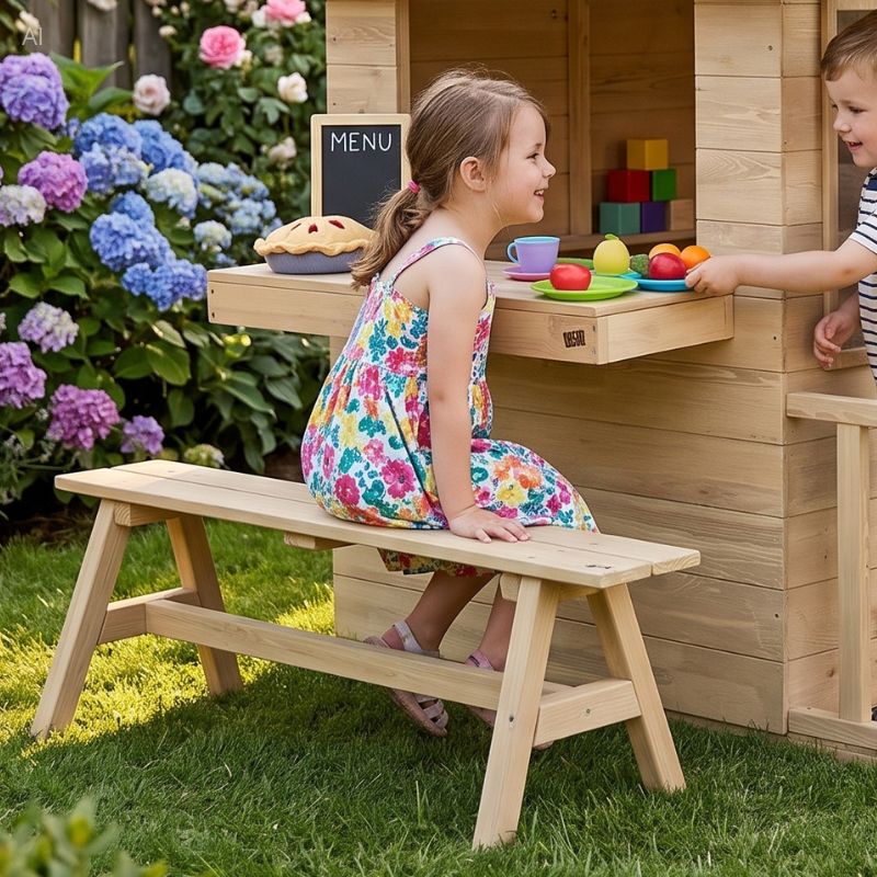 Drewniany Stolik Z Ławką Dzieciecy TP Toys Dla Dzieci Do Ogrodu Do Domu
