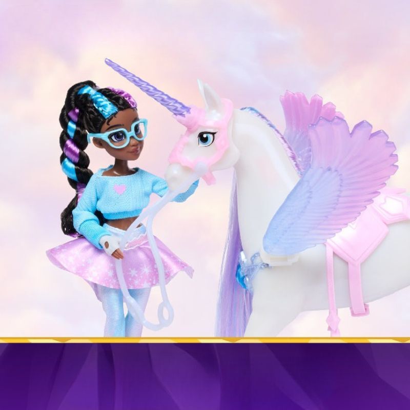 Unicorn Academy Akademia Jednorożców Zestaw Layla Świecący Jednorożec Glacier Lalka