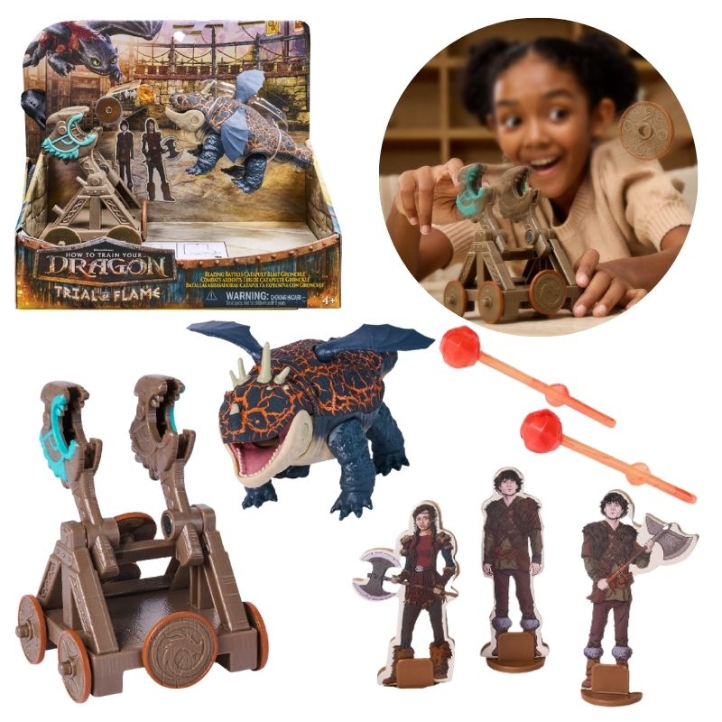 DreamWorks Dragons Jak Wytresować Smoka Blazing Battles Zestaw Figurka Gronkiel + Katapulta Pochodnie Dla Dzieci 4+