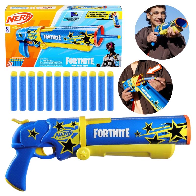 Hasbro Fortnite X Nerf Wyrzutnia Na Strzałki Plastikowe Half Tone Hero Pistolet Shotgun Blaster8+