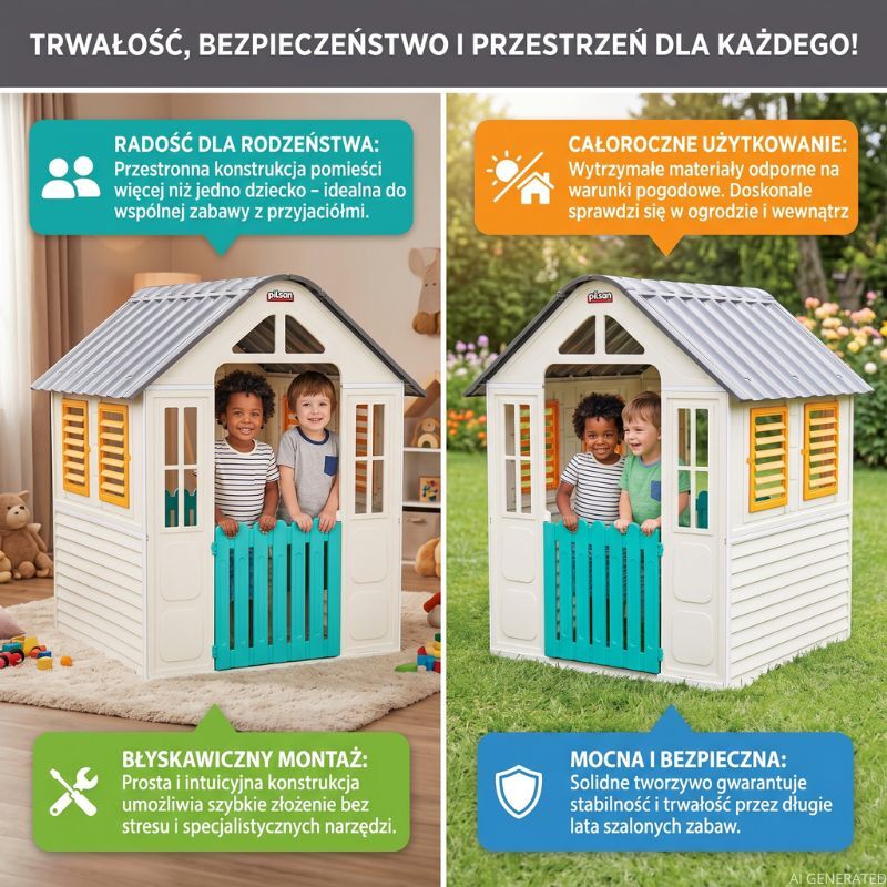 Domek Pilsan Dla Dziecka Do Domu Pokoju Ogrodu Dla Dzieci Z Otwieranymi Okiennicami Plastikowy