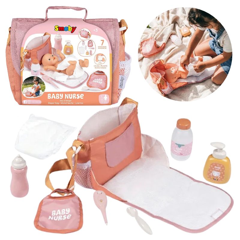 Zestaw Do Pielęgnacji Dla Laki Little Smoby Baby Nurse Torba Butelka Pielucha Śliniak Akcesoria
