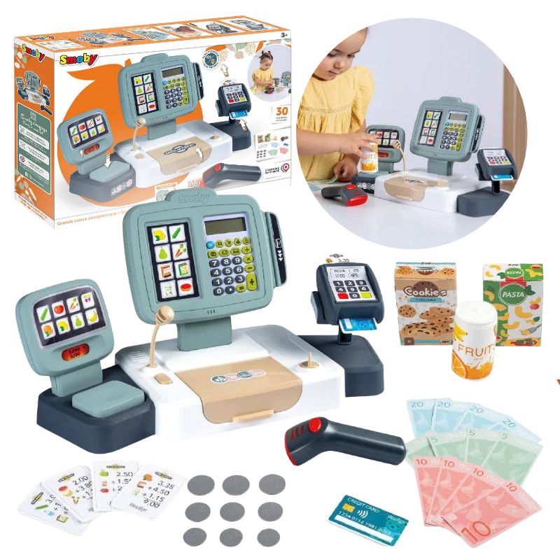 Little Smoby Zabawka Kasa Fiskalna Sklepowa Skaner Dla Dzieci Zabawa W Sklep Akcesoria 30 Elementów