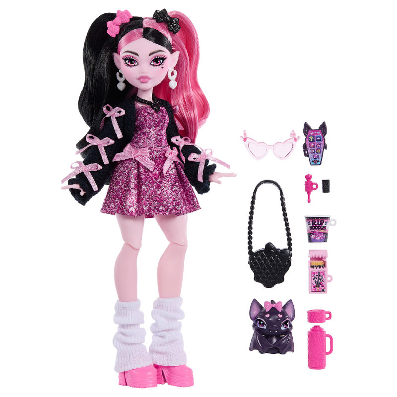 Lalka Modowa Monster High Draculara Czarna + Akcesoria Zestaw Dla Dzieci 4+
