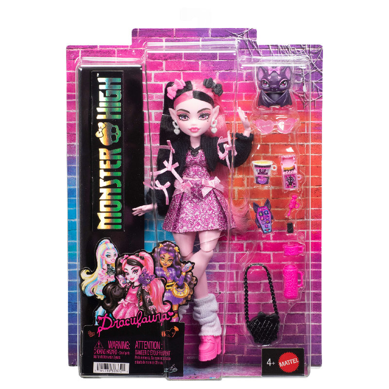 Lalka Modowa Monster High Draculara Czarna + Akcesoria Zestaw Dla Dzieci 4+