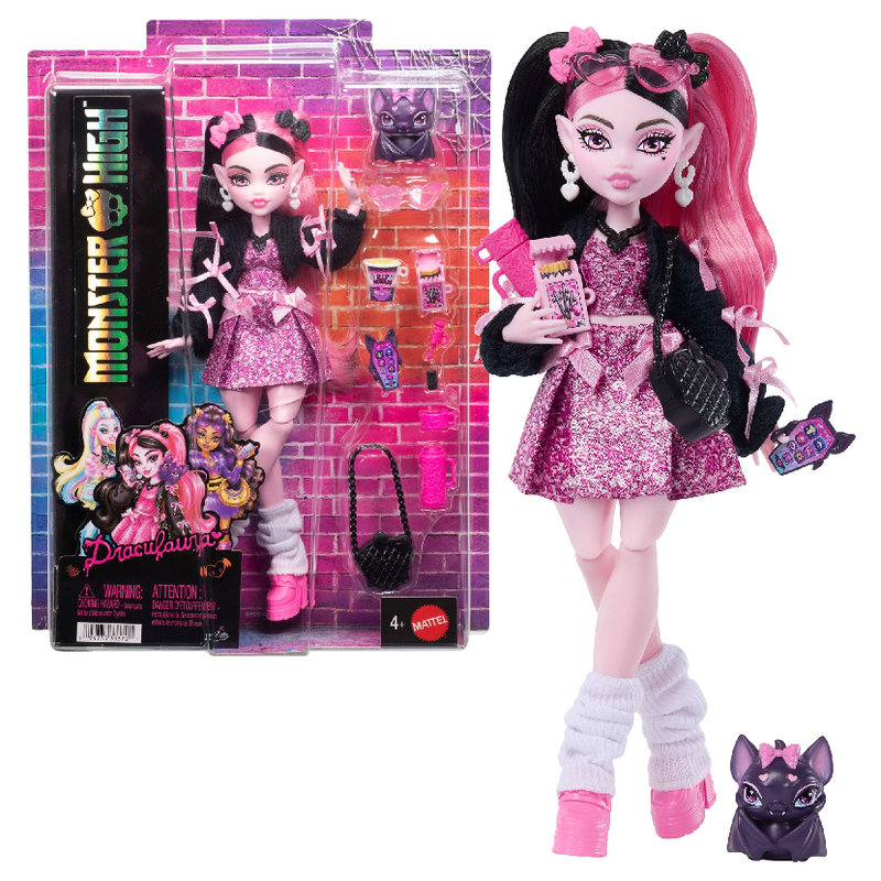 Lalka Modowa Monster High Draculara Czarna + Akcesoria Zestaw Dla Dzieci 4+