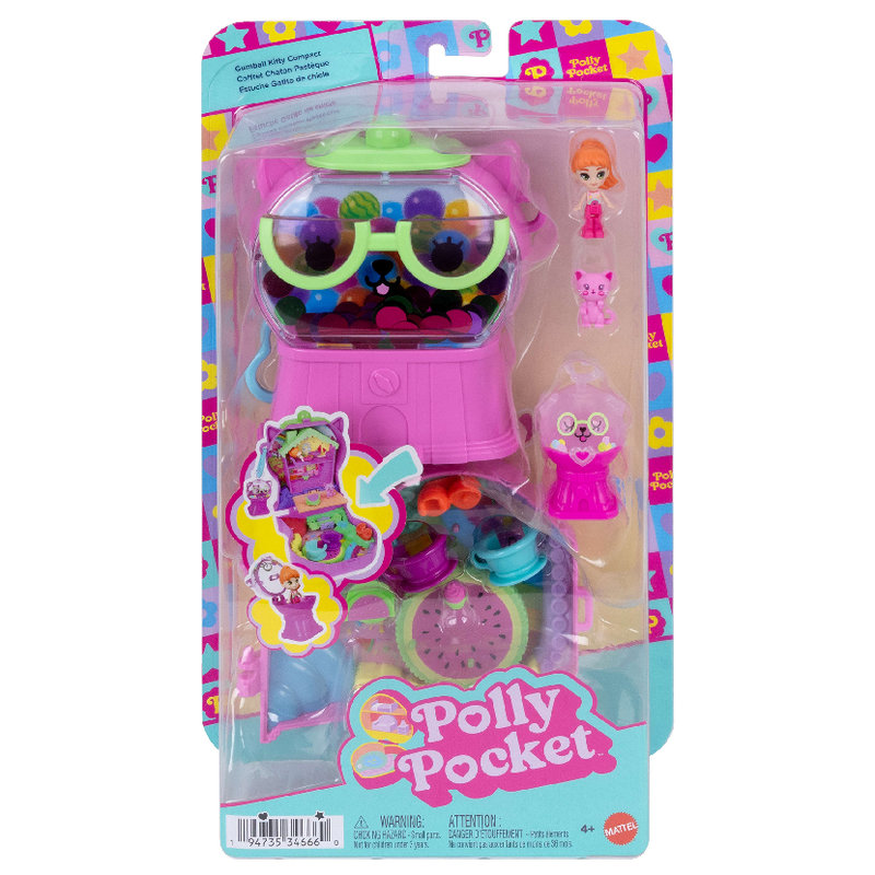 Figurka Polly Pocket Kotek Guma Balonowa Zestaw Kompaktowy Zabawka Dla Dzieci 4+