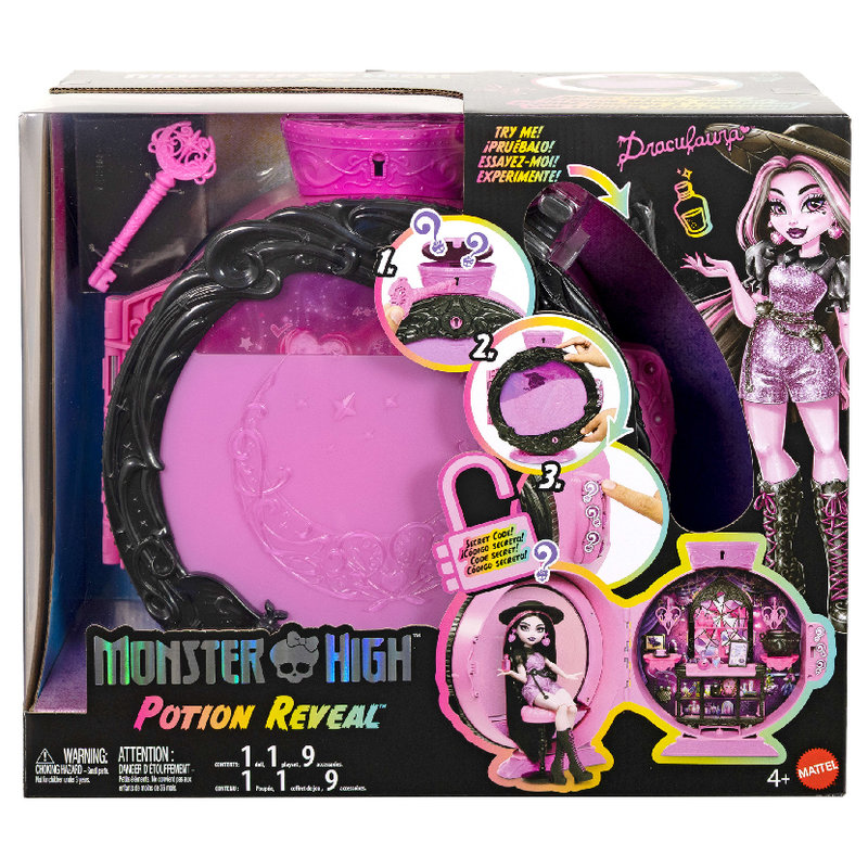 Zestaw Monster High Potion Reveal Moonspell Magic Draculara Lalka + Akcesoria Dla Dzieci 4+
