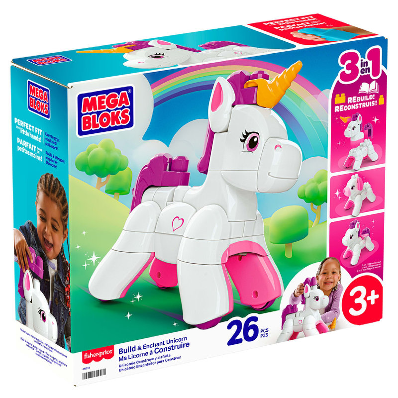 Mega Blocks Magiczny Jednorożec 3w1 Do Zbudowania Zestaw Klocki Dla Dzieci 26 Elementów 4+