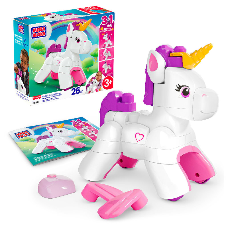 Mega Blocks Magiczny Jednorożec 3w1 Do Zbudowania Zestaw Klocki Dla Dzieci 26 Elementów 4+