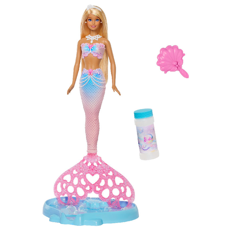 Barbie Bąbelkowa Syrenka Różowa Lalka Modowa + Akcesoria Zestaw Dla Dzieci 3+ 