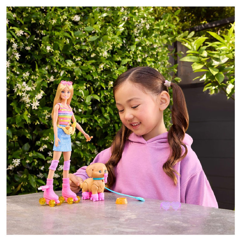 Zestaw Barbie Pets Jazda Na Wrotkach Z Pieskiem I Akcesoriami Lalka Modowa Dla Dzieci 3+
